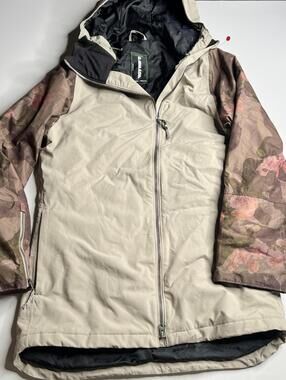 Armada Ski Jacket Womens Medium Beige Floral Hooded Insulated Snowboard Winter